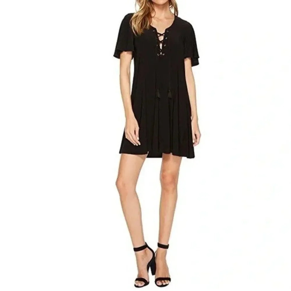 NWT SHOW ME YOUR MUMU Matilda Mini Dress Black Lace Up Size Medium